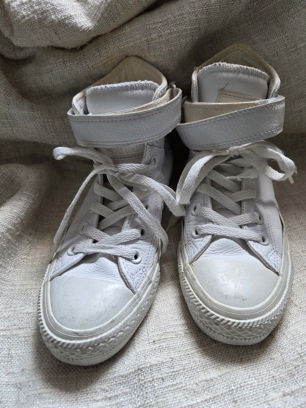 Converse Leather White High-Top Strap Ankle Booties